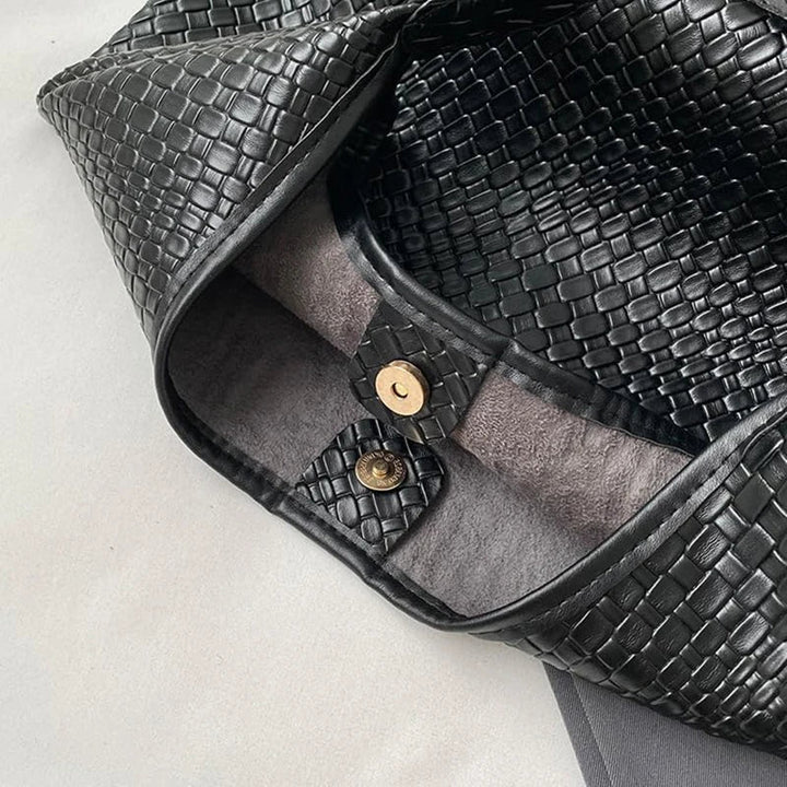 Structured Leather-Look Handbag with Adjustable Strap