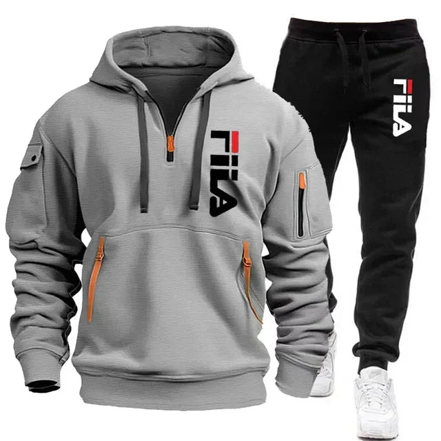 Winter Hooded Tracksuit Two-Piece Set for Men - gallery