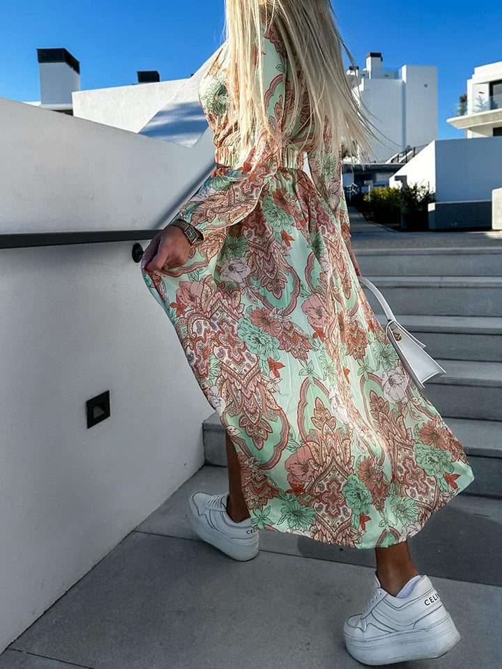 Lightweight Woven Bohemian Maxi Dress in a Relaxed Fit