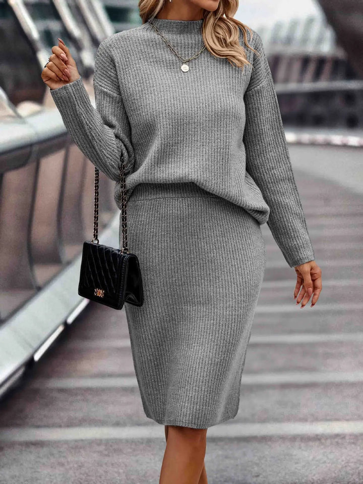 Fine Rib Knit Co-ord Jumper and Skirt Set for Women