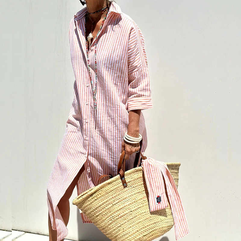 Striped Relaxed-Fit Dress with a Flowing Silhouette