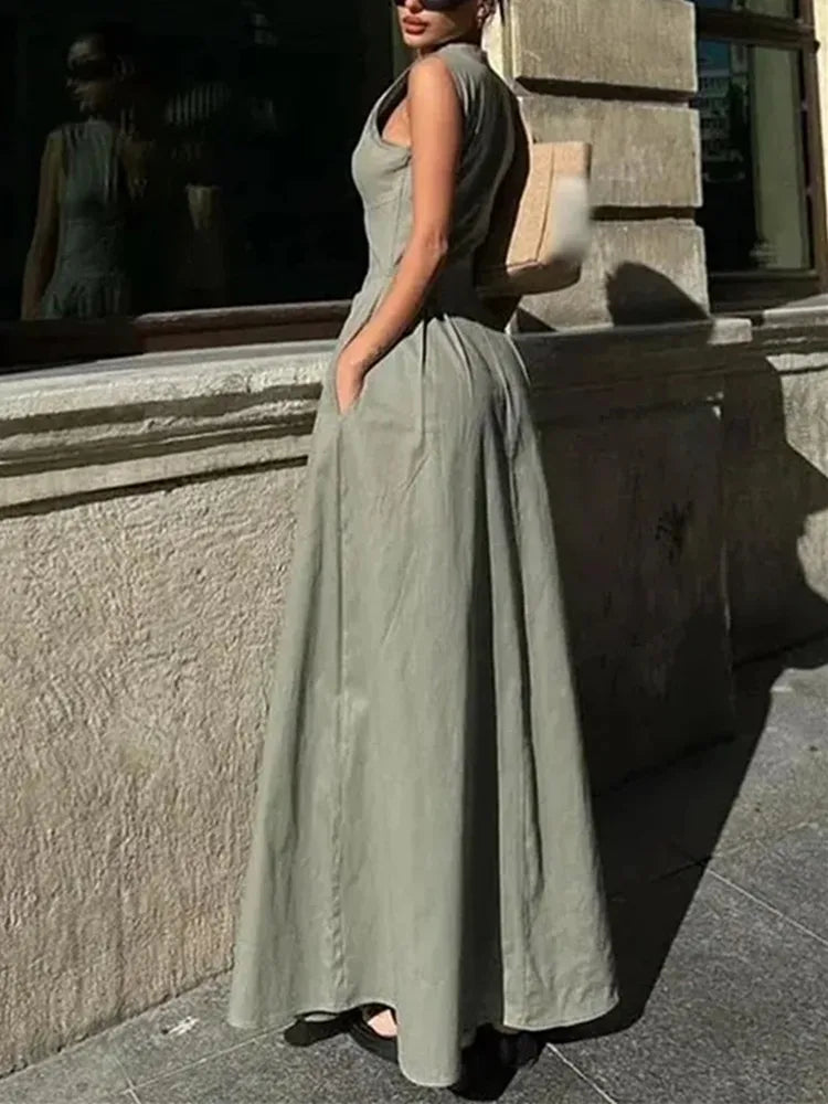 Sage Luxe Structured Maxi Dress for Women - gallery