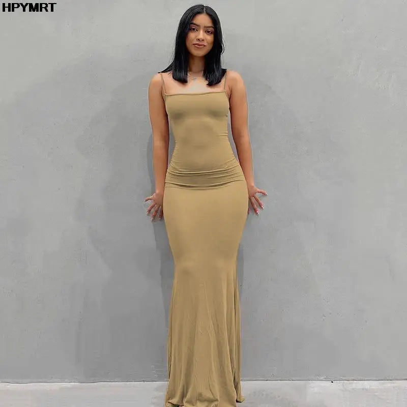 Bodycon Maxi Dress Rose for Women - gallery