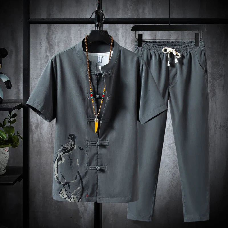 Premium Cotton-Linen Shirt and Trousers Set for Men