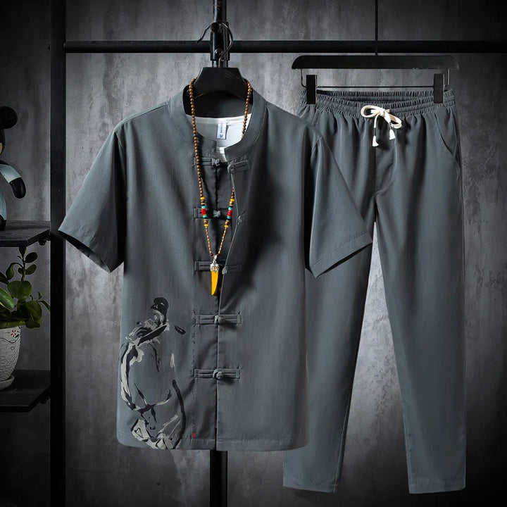 Premium Cotton-Linen Shirt and Trousers Set for Men