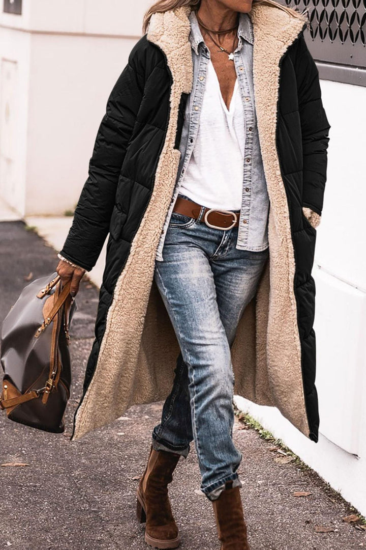 Reversible Hooded Winter Gilet for Women, Two Looks