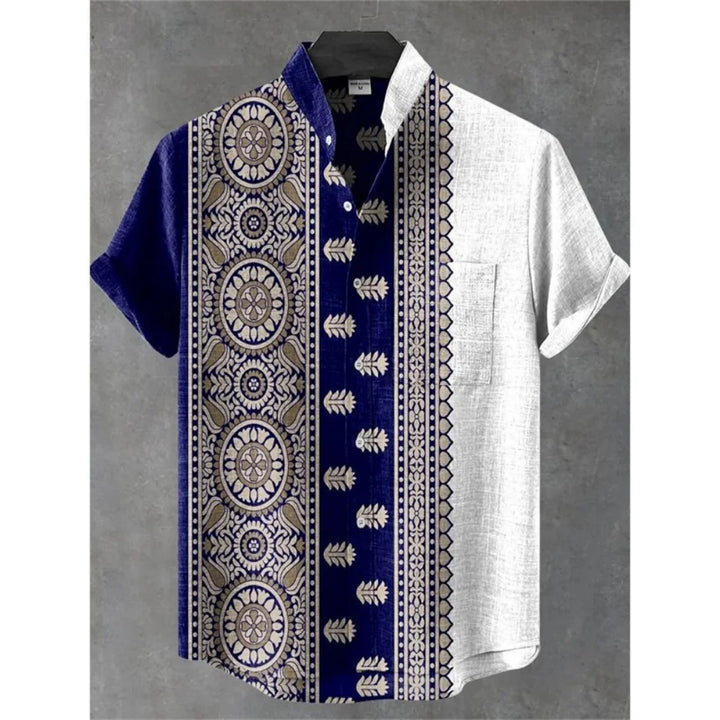 Summer Stand-Up Collar Short Sleeve Shirt for Men - gallery
