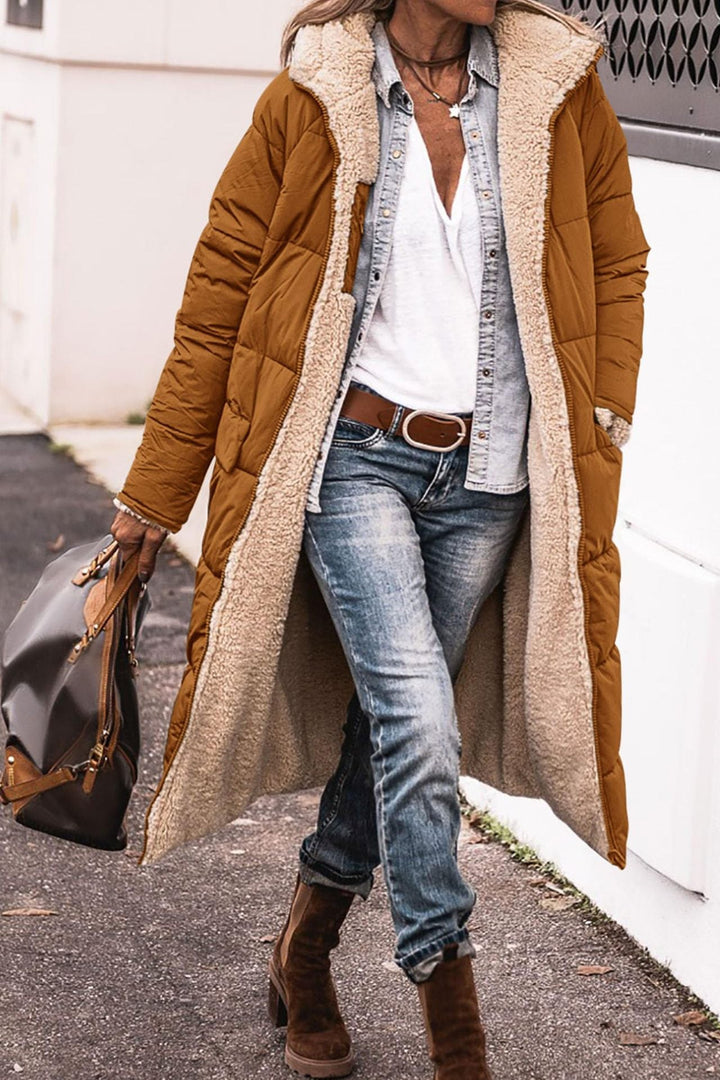 Reversible Hooded Winter Gilet for Women, Two Looks
