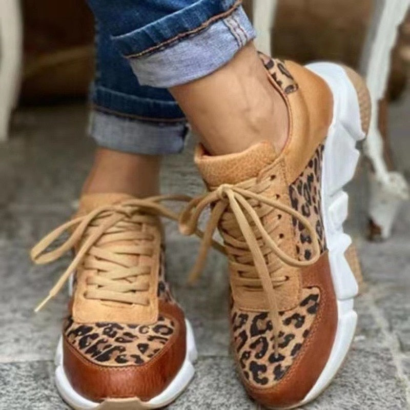 Leopard Print Trainers with a Cushioned Sole for Women
