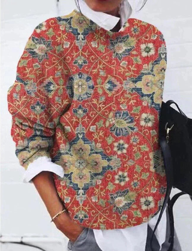 Graphic Print Knit Jumper with a Relaxed Silhouette