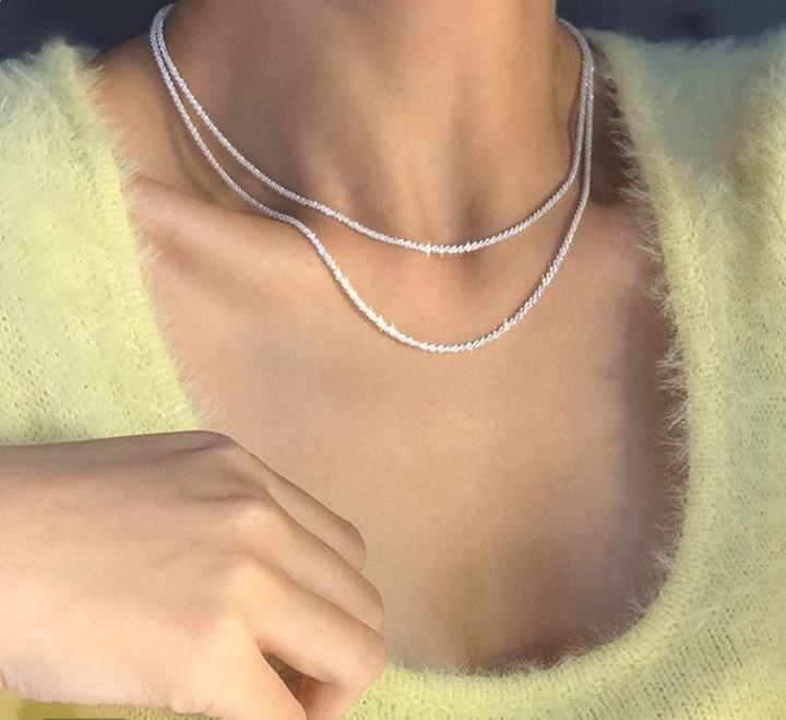 Silver Double Chain Celestial Necklace for Women