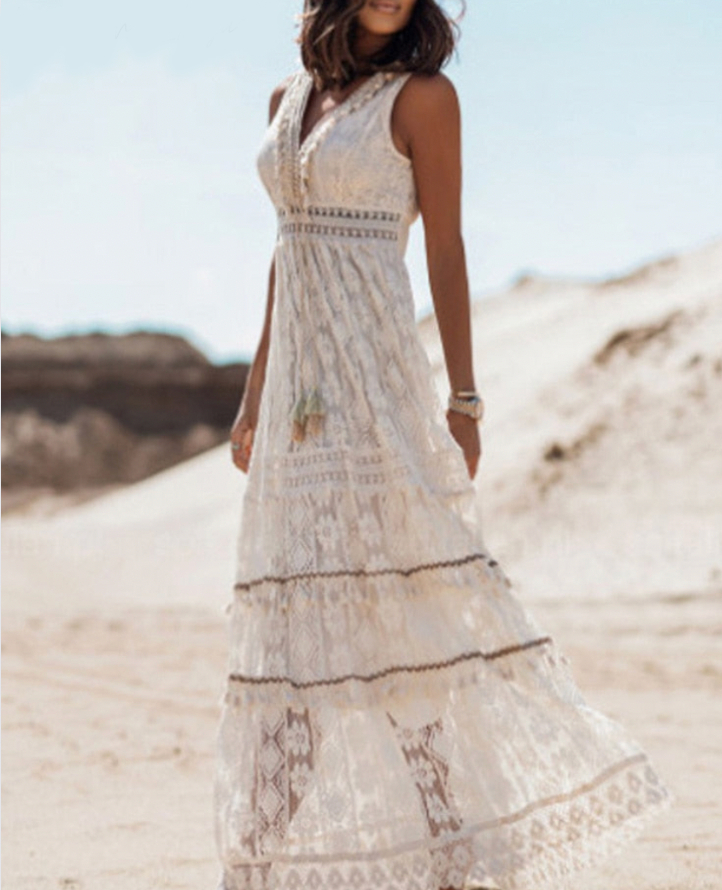 Long Flowing Bohemian Dress with Relaxed Silhouette