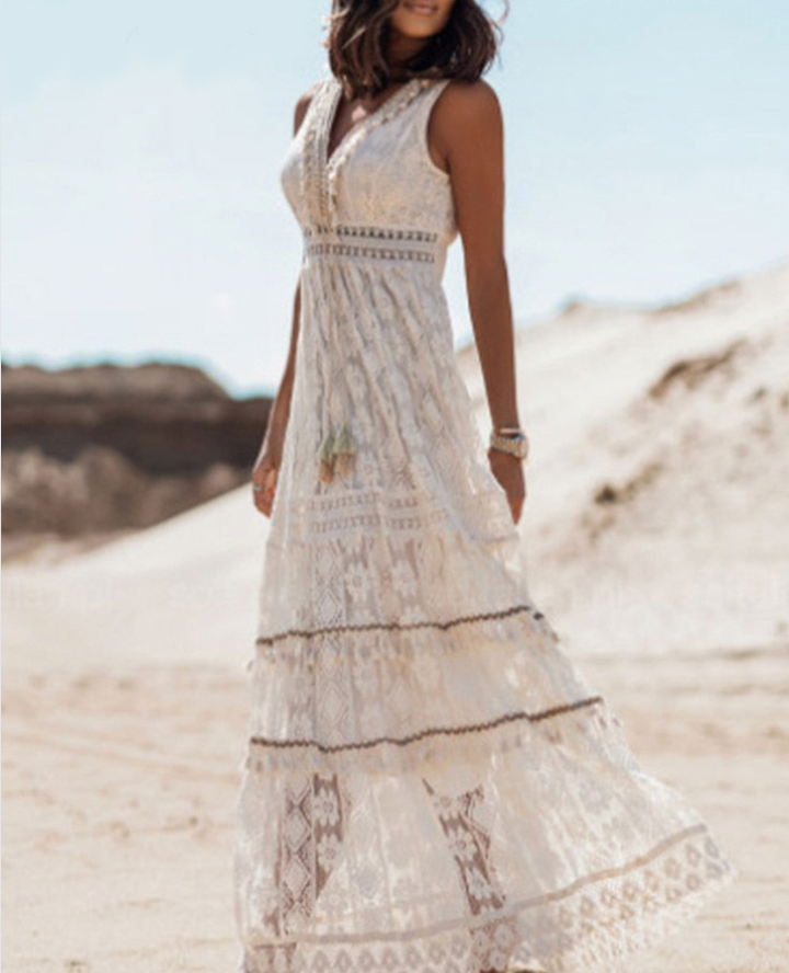 Long Flowing Bohemian Dress with Relaxed Silhouette