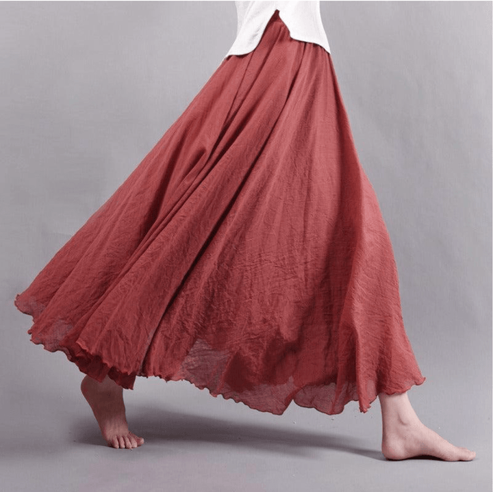 Magna Flowy Midi Skirt in Lightweight Woven Fabric