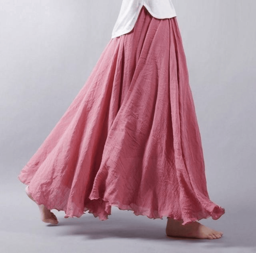 Magna Flowy Midi Skirt in Lightweight Woven Fabric