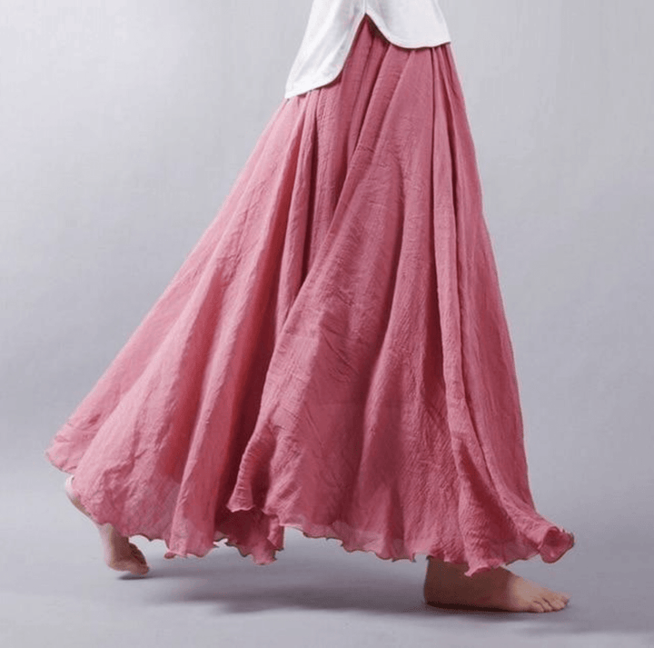 Magna Flowy Midi Skirt in Lightweight Woven Fabric