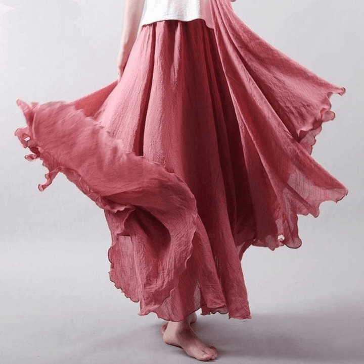 Magna Flowy Midi Skirt in Lightweight Woven Fabric
