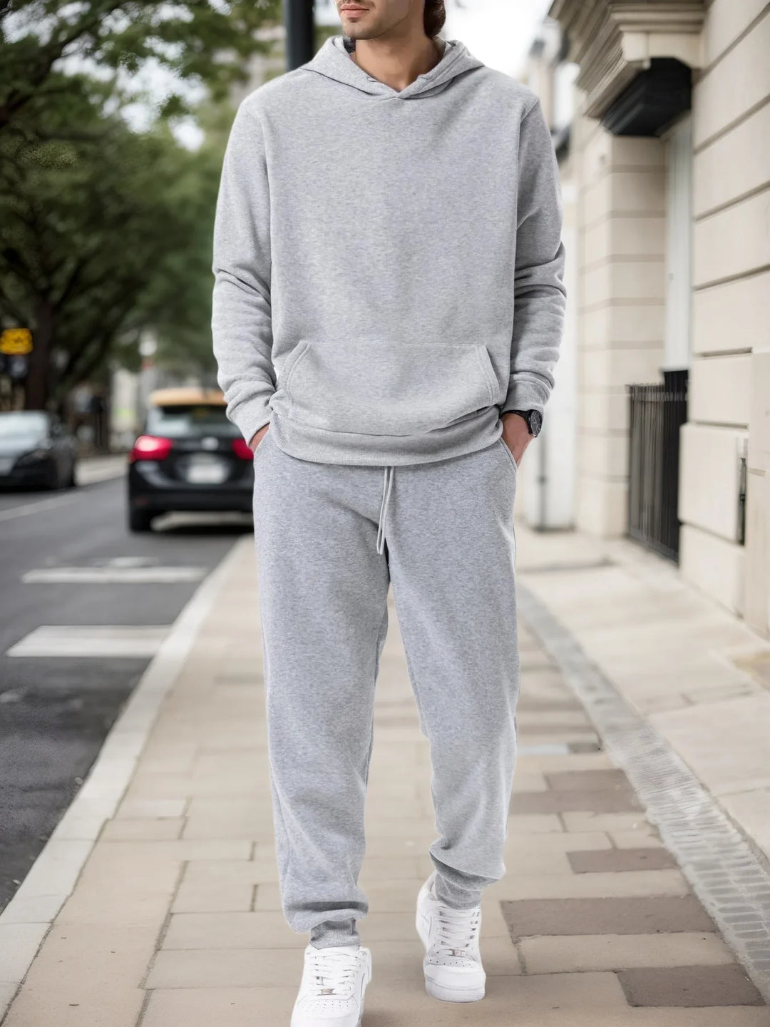 Men's Solid Fleece Hoodie and Joggers Set - gallery