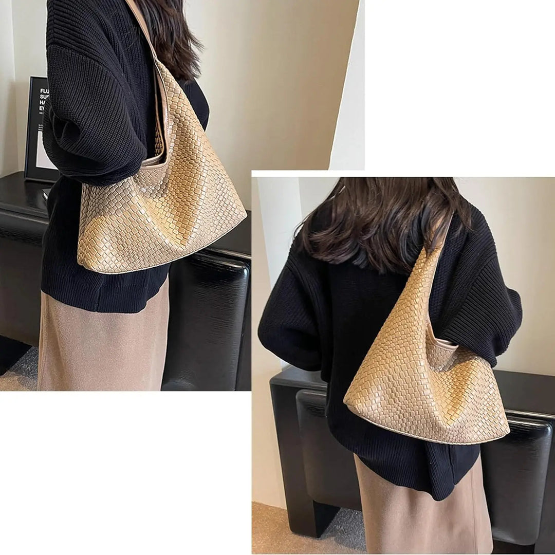Structured Leather-Look Handbag with Adjustable Strap