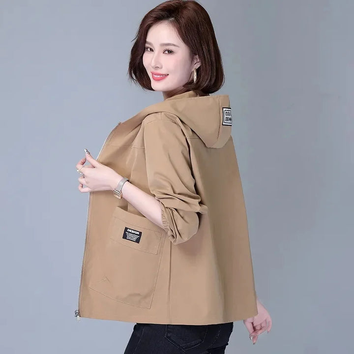 Jackets Hooded Summer Sun-Proof Zipper Trench Coats Loose Windbreaker Solid