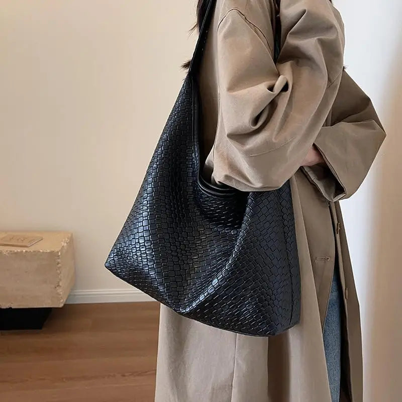 Structured Leather-Look Handbag with Adjustable Strap