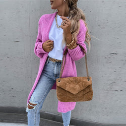 Long-Line Knit Cardigan with a Relaxed Open Drape
