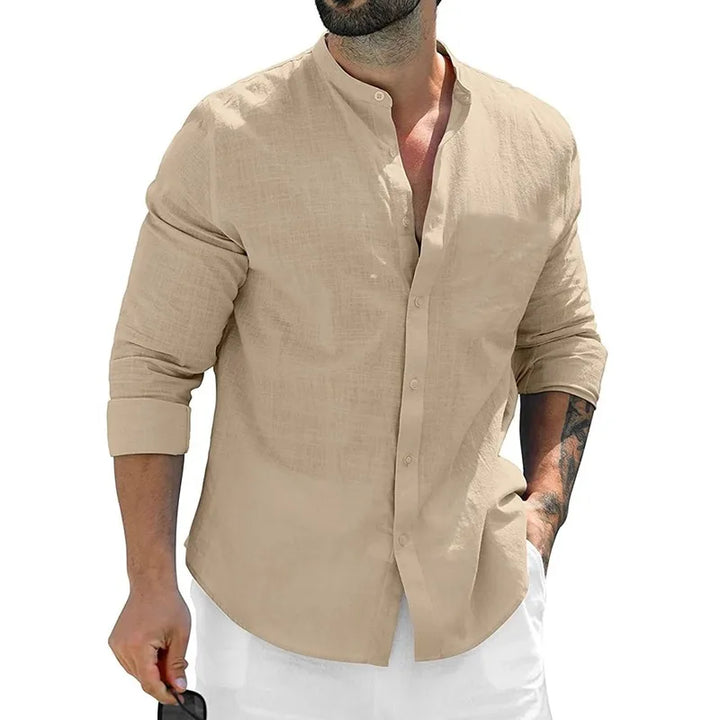 Long Sleeve Cotton Shirt for Men - Khaki