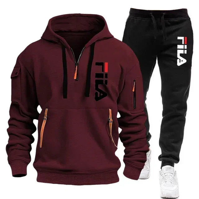 Winter Hooded Tracksuit Two-Piece Set for Men - 13