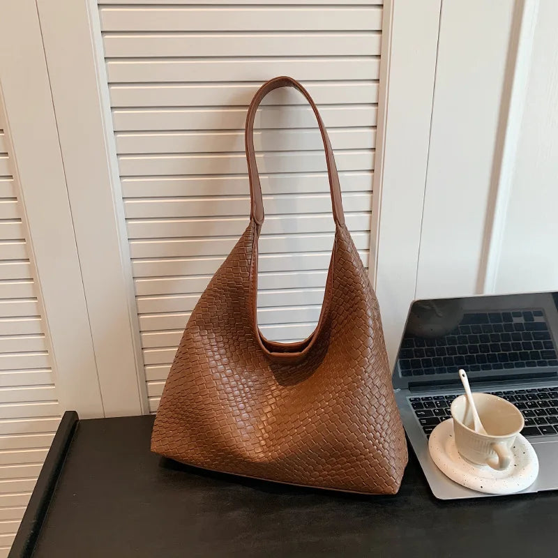 Structured Leather-Look Handbag with Adjustable Strap