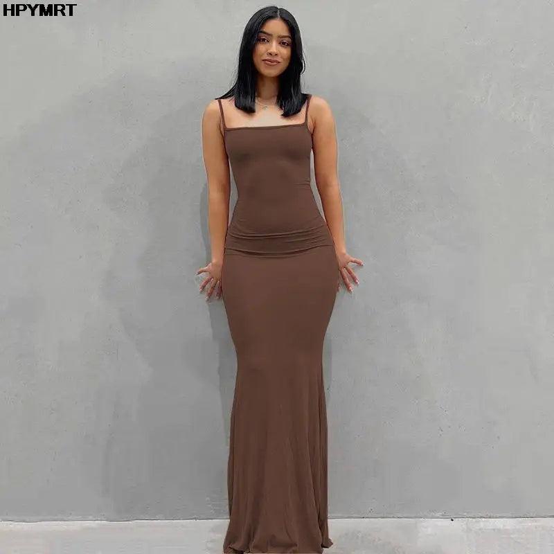 Bodycon Maxi Dress Rose for Women - gallery