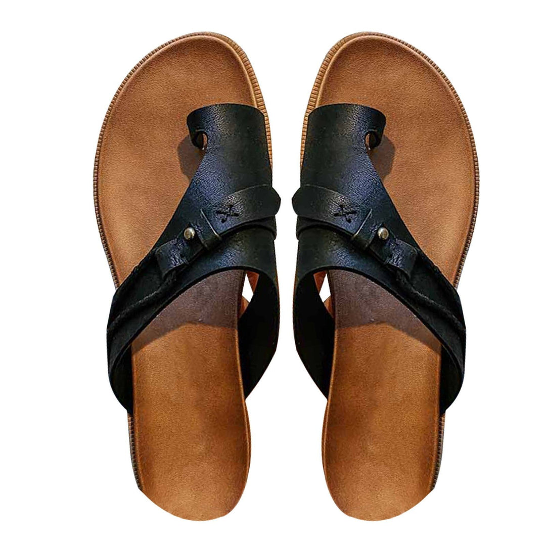 Vintage Beach Open-Toe Platform Sandals for Women - Black