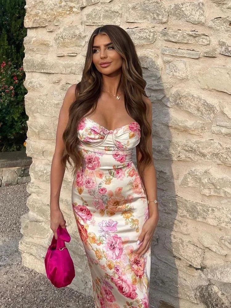 Lucy Floral Satin Maxi Dress for Women - gallery