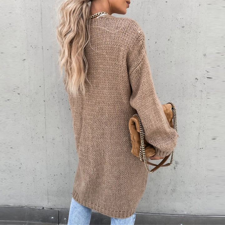 Long-Line Knit Cardigan with a Relaxed Open Drape