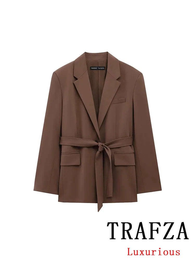 Elegant Brown Wedding Trouser Suit for Women - gallery
