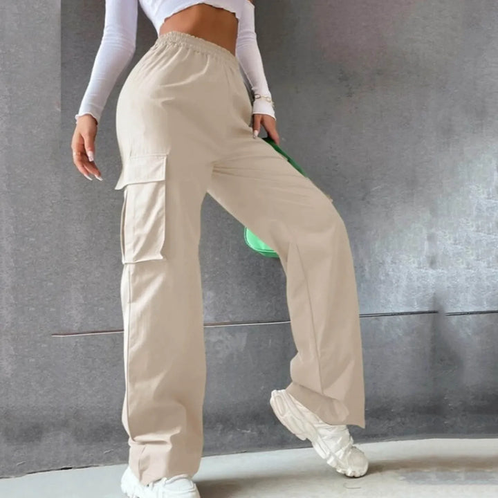 Casual Loose Cargo Pants Trousers for Women - Beige