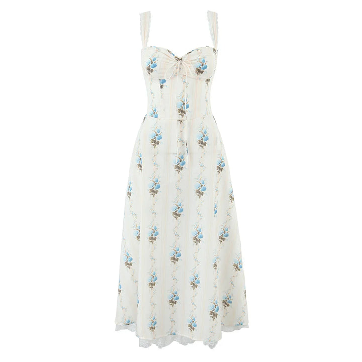 Florielle Floral a-Line Midi Dress with Wide Straps for Women - gallery