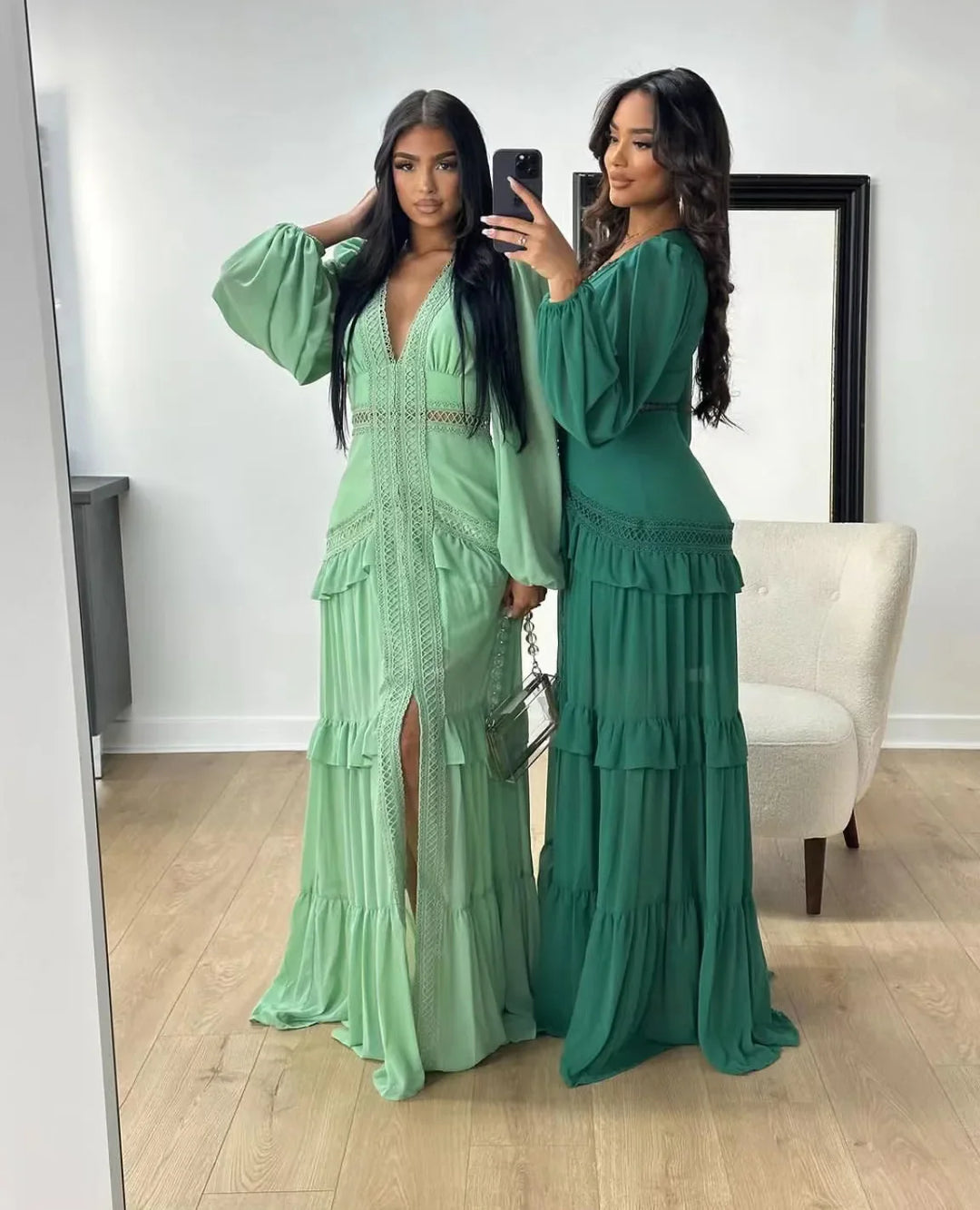 Seralyn Tiered Maxi Dress with Long Sleeves for Women - gallery