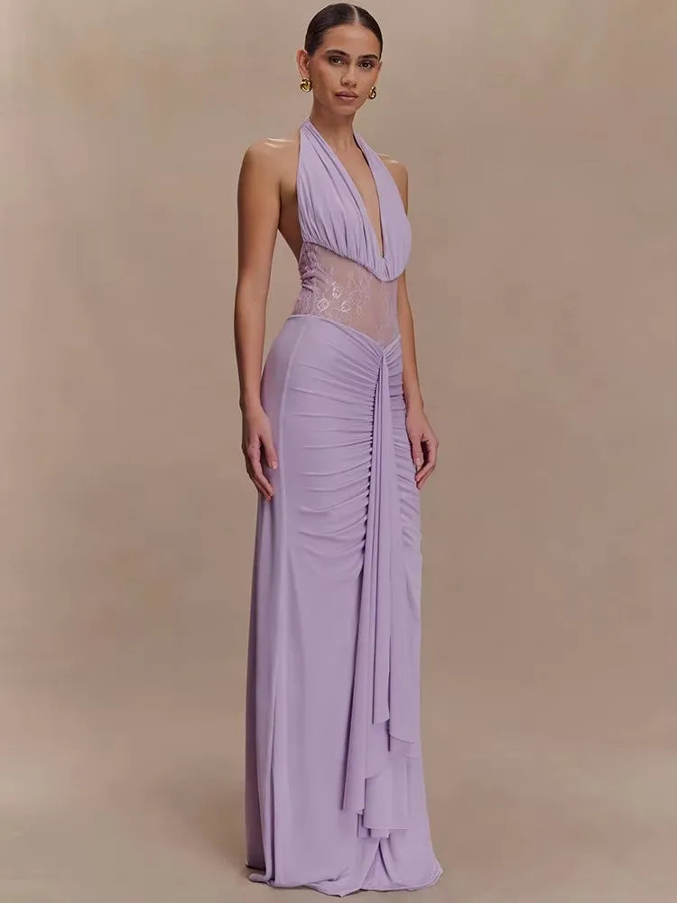 Alessine Lace Halter Maxi Dress for Women