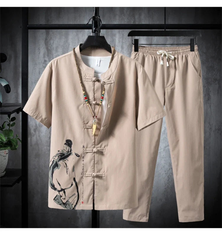 Premium Cotton-Linen Shirt and Trousers Set for Men - gallery