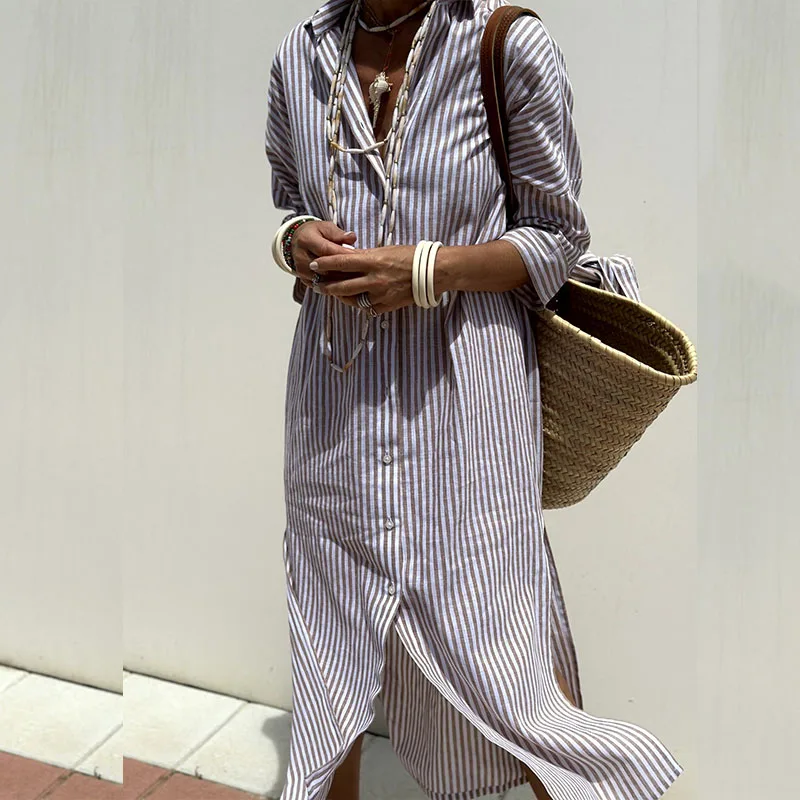 Striped Relaxed-Fit Dress with a Flowing Silhouette