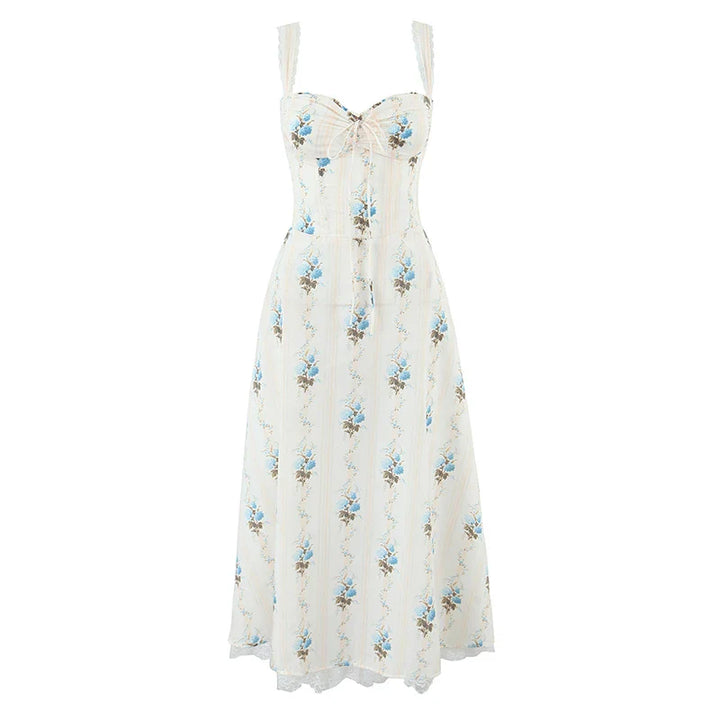 Florielle Floral a-Line Midi Dress with Wide Straps for Women - gallery