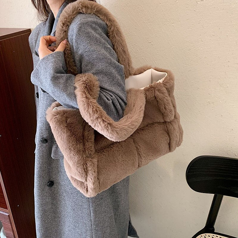 Dante Plush Handbag in Six Colours - Women's Winter Bag