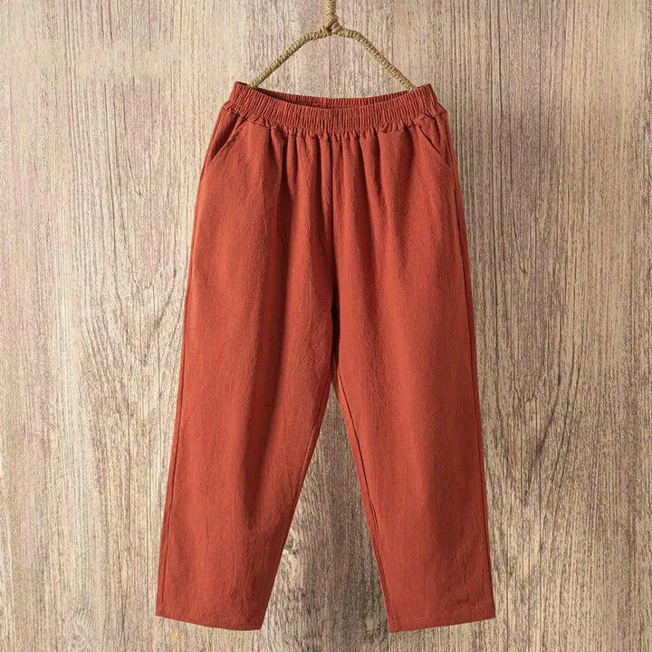 Casual Cotton and Linen Harem Pants for Women - Chocolate