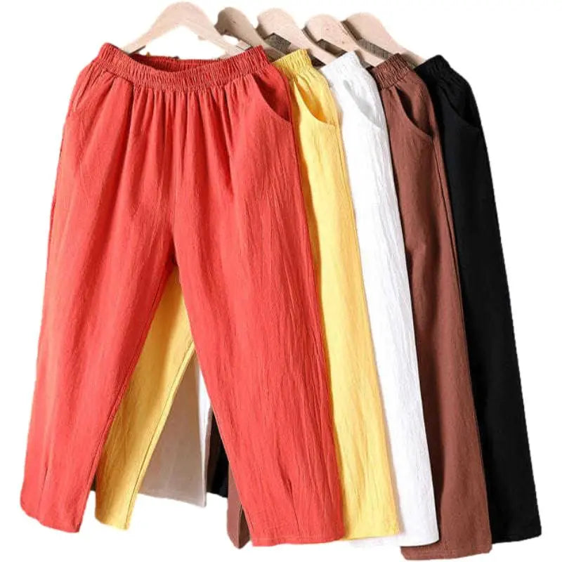Casual Cotton and Linen Harem Pants for Women