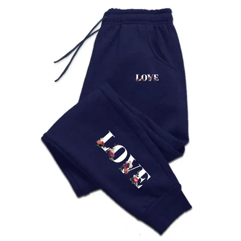 Saashi Love Print Sweatpants Trousers for Women - Navy