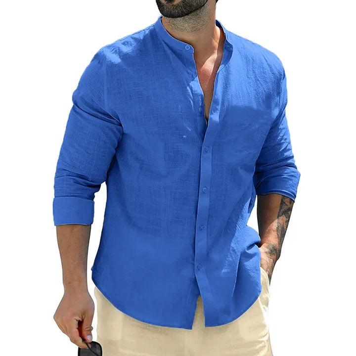 Long Sleeve Cotton Shirt for Men - Denim Blue