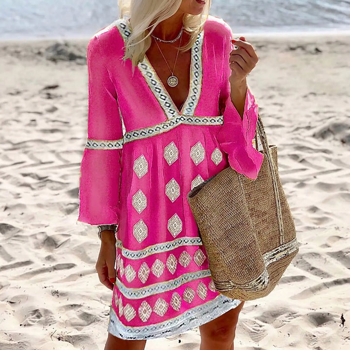 Relaxed Batwing Sleeve Summer Dress in a Lightweight Weave