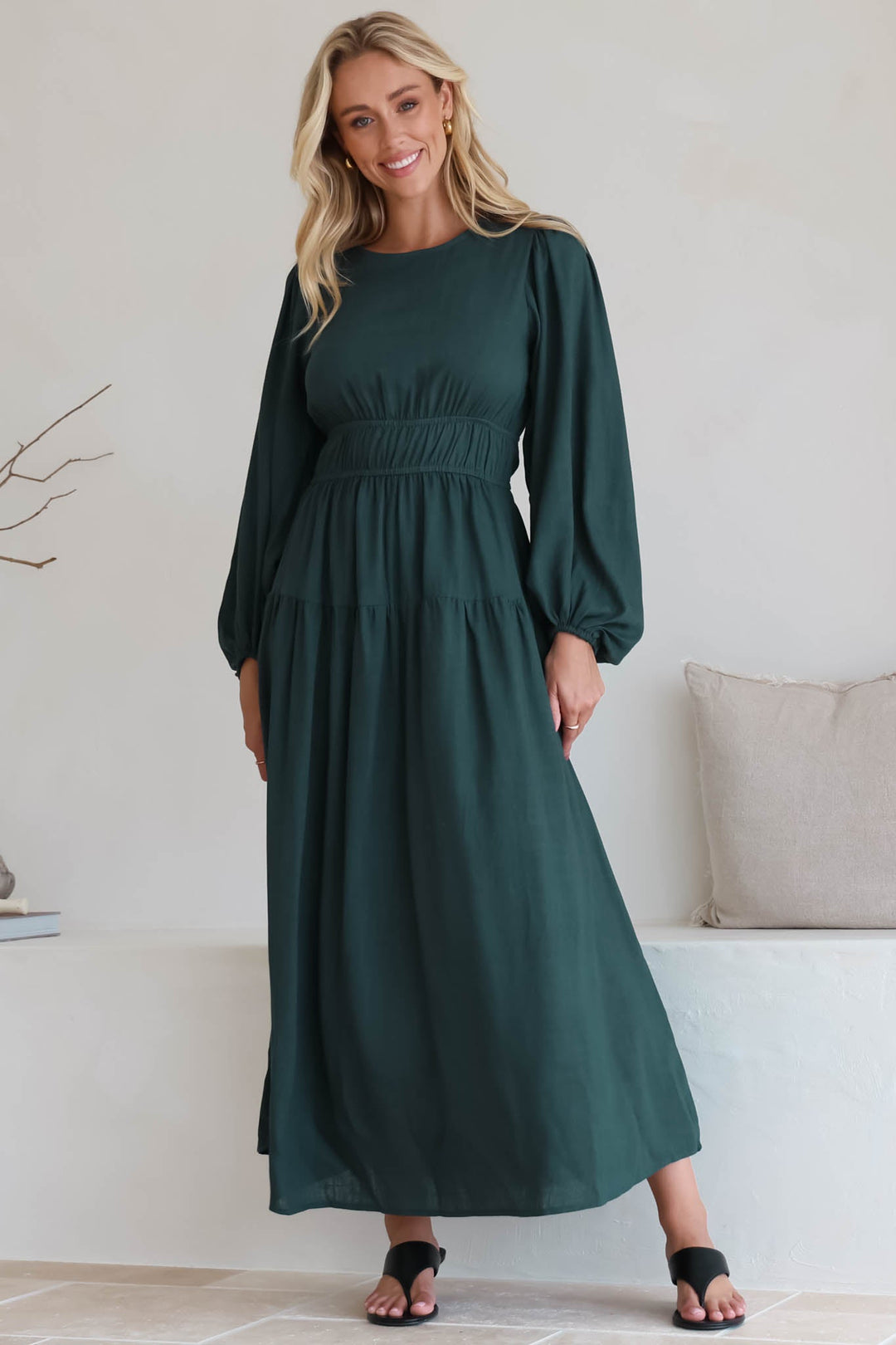 Sheyne Maxi Dress - Long Balloon Sleeve Elasicated Waist A Line Dress in... — gallery