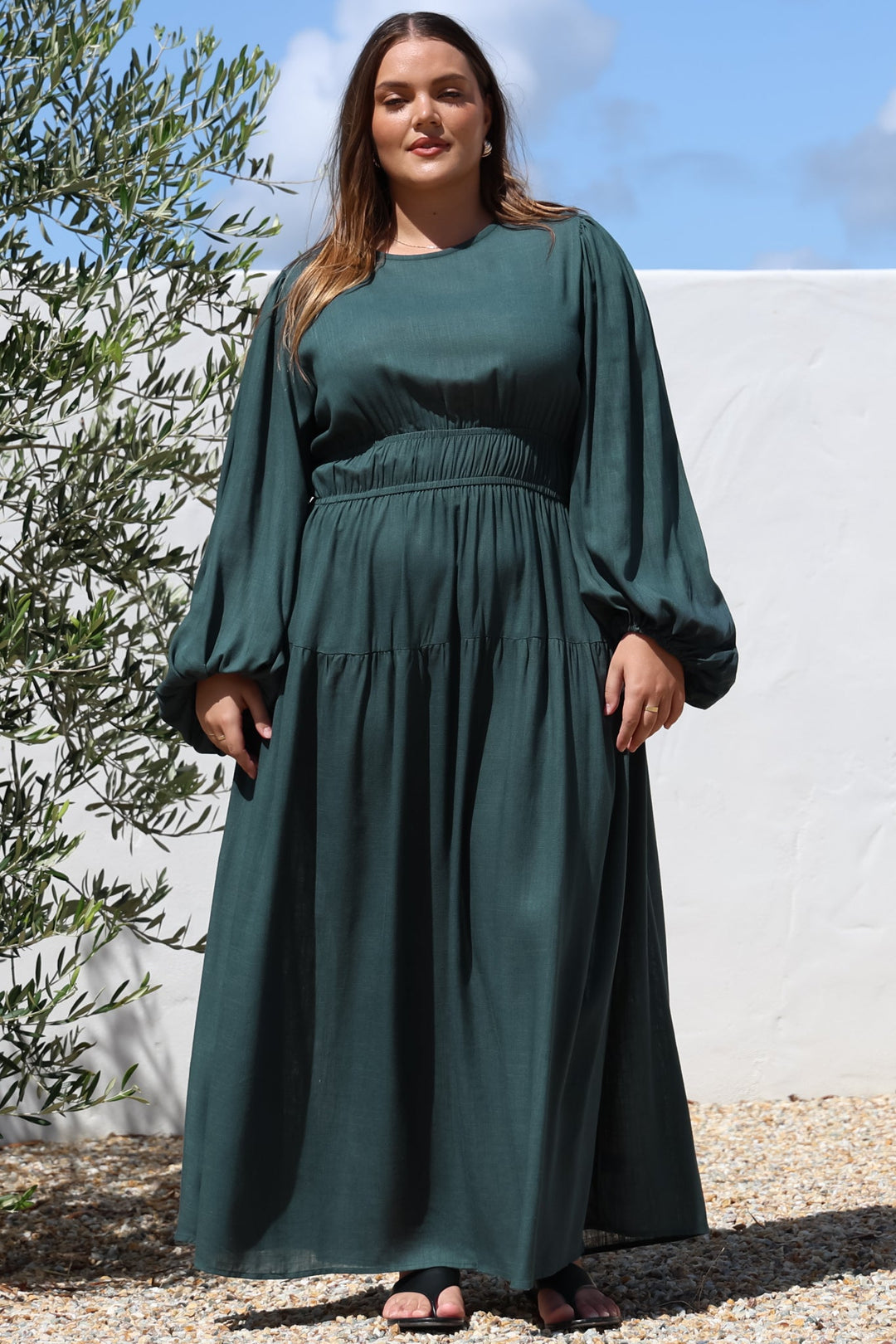 Sheyne Maxi Dress - Long Balloon Sleeve Elasicated Waist A Line Dress in... — gallery