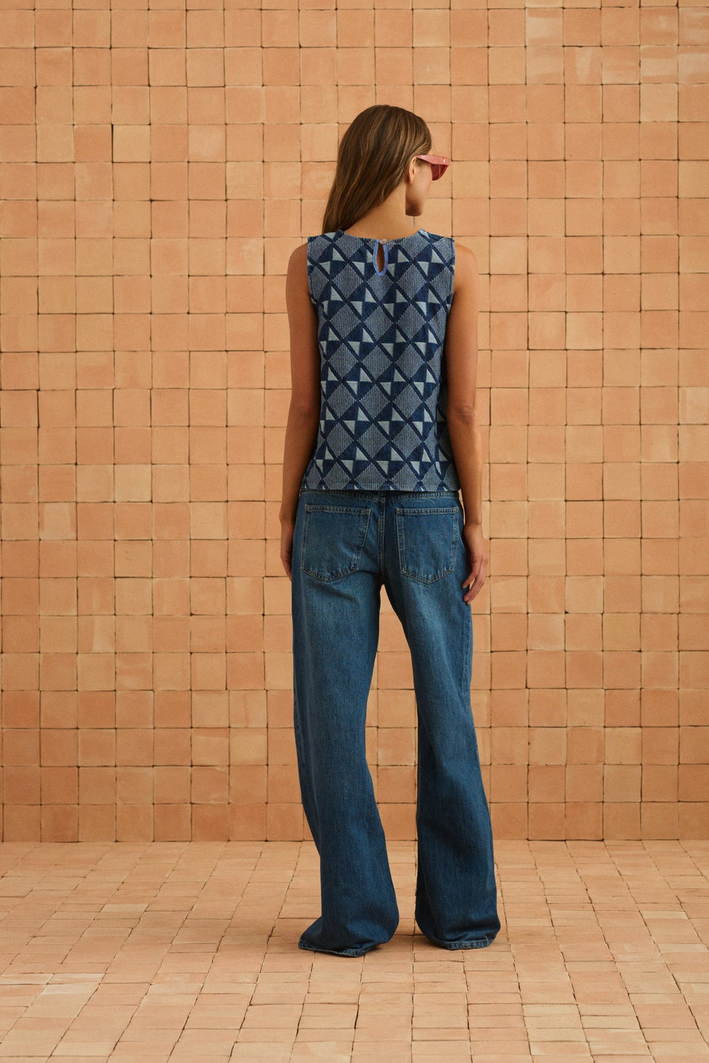 Sim Top In Abstract Denim — gallery